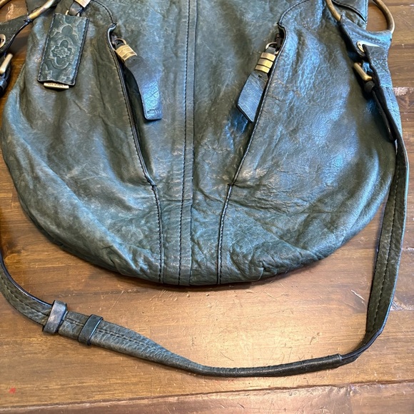 ORYANY Gwen Green Leather Hobo Boho Oversized Tote Shoulder Gypsy Carry All - Picture 2 of 13